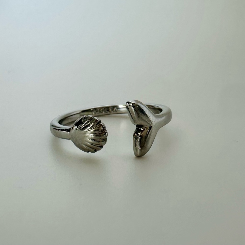 ATEOLA Open Island Ring✨Tarnish-Free Silver, Adjustable, Ocean Shell Theme - Picture 3 of 7